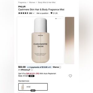 PHLUR Cashmere Skin Hair & Body Fragrance Mist